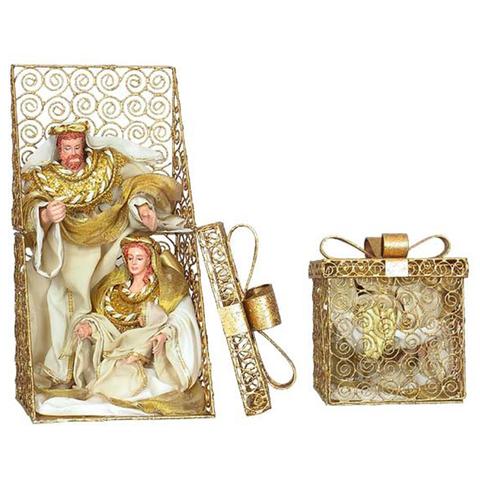 Set Natività 3 Pezzi in Box Regalo - Presepe Sacra Famiglia Confezione Elegante