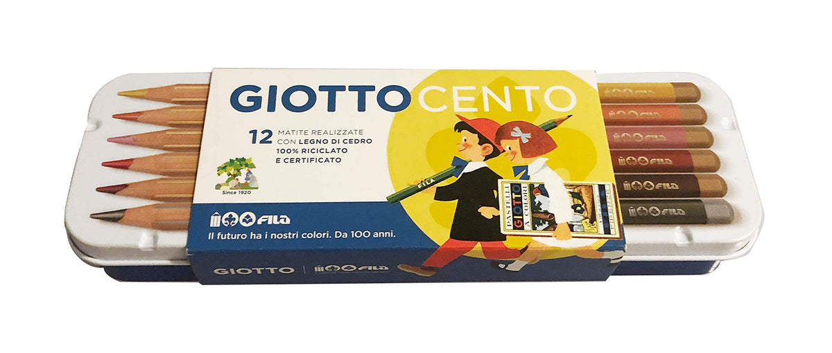 ASTUCCIO IN METALLO PASTELLI GIOTTO 10+2. ANNIVERSARIO 100 ANNI