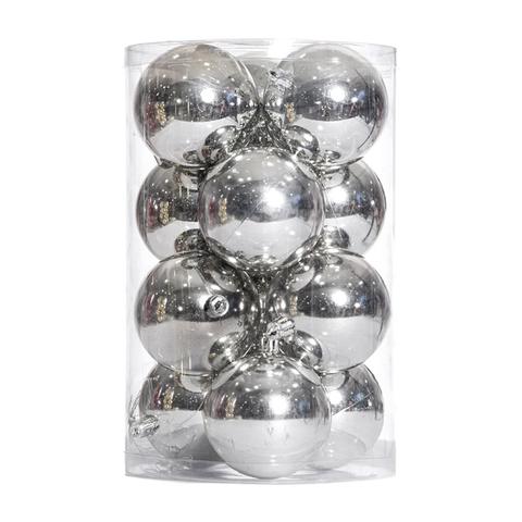 Tubo 20 Sfere Natalizie Metallizzate Argento 50mm - Decorazioni Natale