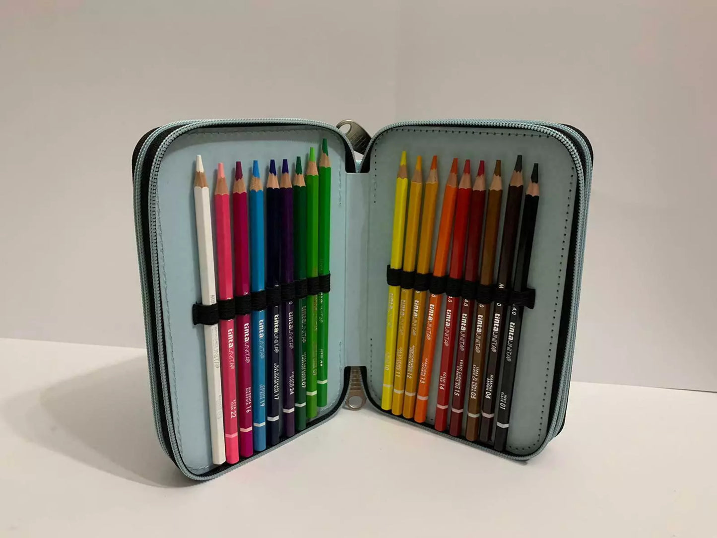 ASTUCCIO scuola 3 zip TINTA UNITA azzurro