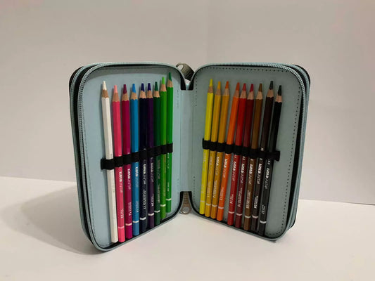 ASTUCCIO scuola 3 zip TINTA UNITA azzurro