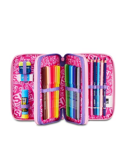 Astuccio Seven 3 Zip S3D SJ Gang Glowcat 2026/27 – Astuccio Completo Scuola Bambina con Gatti