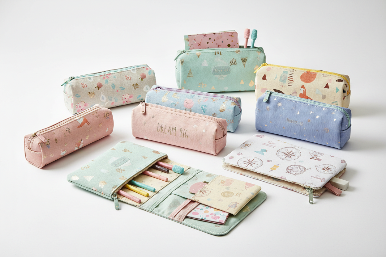 "Astucci scuola colorati per bambini - astucci portapenne con design unicorno, margherite e pattern moderni"