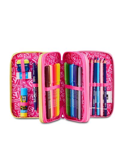 Astuccio 3 Zip S3D Seven SJ Gang Joyful Pins Girl 2026-2027 | Astuccio Scuola Bambina