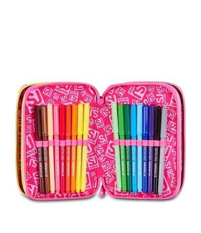 Astuccio 3 Zip S3D Seven SJ Gang Joyful Pins Girl 2026-2027 | Astuccio Scuola Bambina