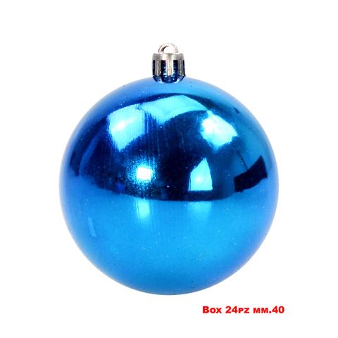Tubo 24 Sfere Natalizie Metallizzate Blu 40mm - Decorazioni Natale