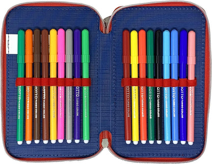 Astuccio Scuola 3 Zip Cars Turbocolor Completo 36 Pezzi - Astuccio Bambini