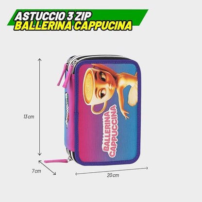 Astuccio 3 Zip Brainrot 2026/27 – Astuccio Scuola con Personaggi Virali per Ragazzi