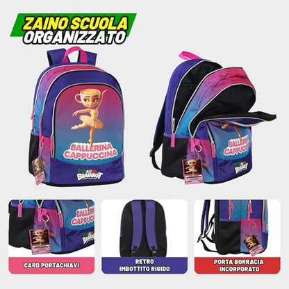 Zaino Scuola Organizzato Brainrot – Zaino con Scomparti per Ragazzi e Fan Brainrot