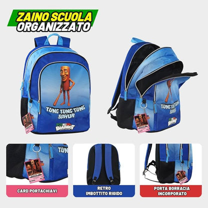 Zaino Scuola Organizzato Brainrot – Zaino con Scomparti per Ragazzi e Fan Brainrot