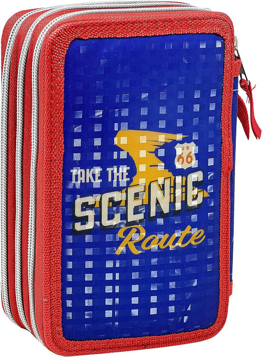 Astuccio Scuola 3 Zip Cars Turbocolor Completo 36 Pezzi - Astuccio Bambini