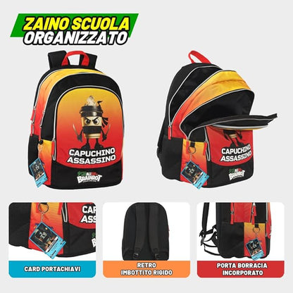 Zaino Scuola Organizzato Brainrot – Zaino con Scomparti per Ragazzi e Fan Brainrot